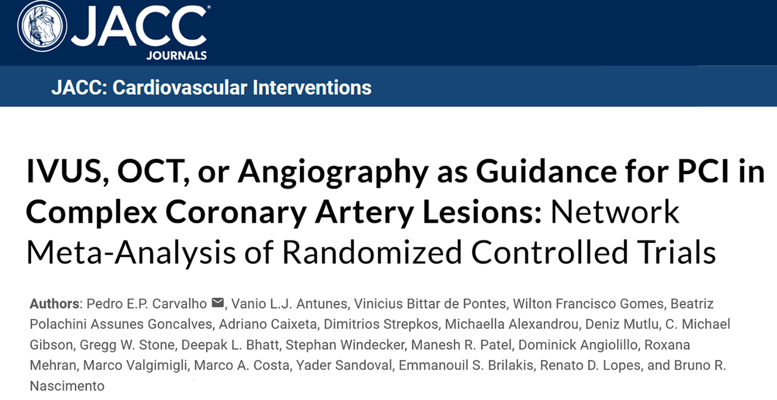 IVUS, OCT, or Angiography as Guidance for PCI — JACC Cardiovascular Interventions
